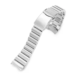 22mm Bandoleer Watch Band for Seiko 5 Sports 42.5mm SRPD51 SRPD55 SBSA003, Stainless Steel - Brushed, V Diver Clasp