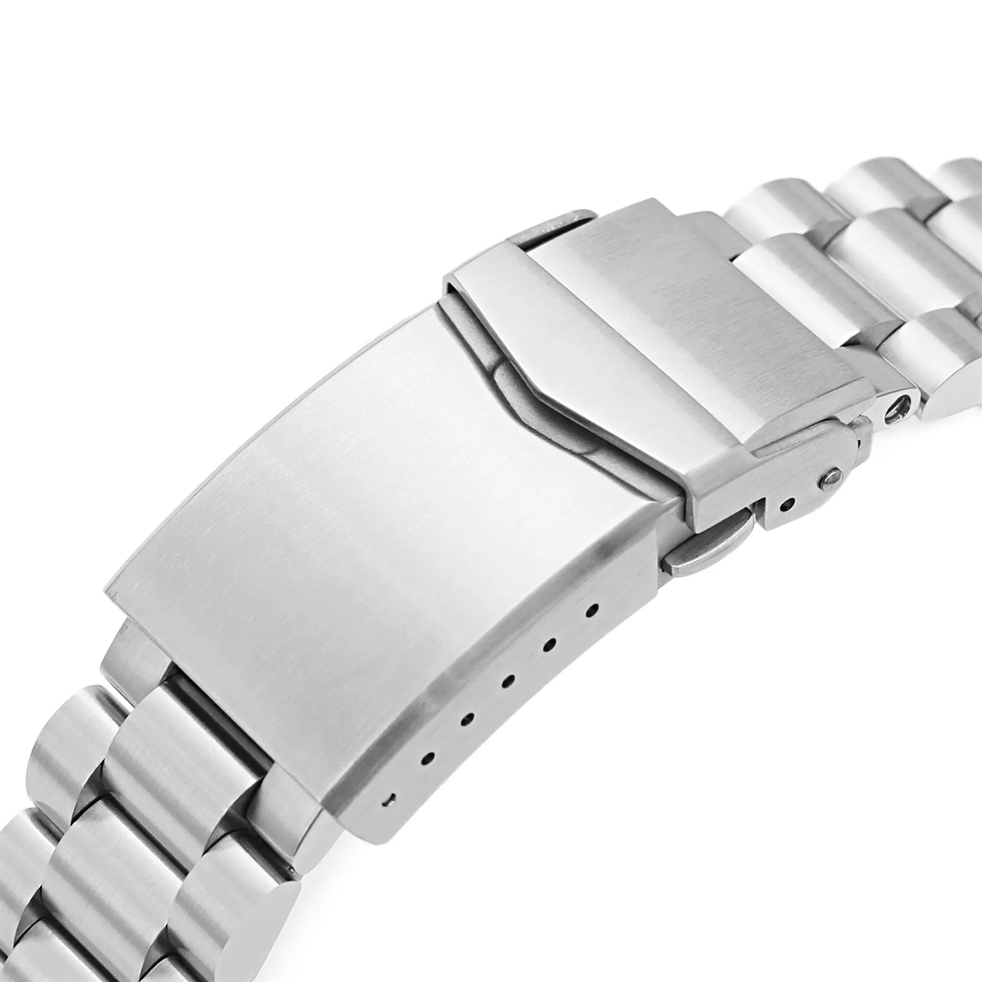 22mm Endmill Watch Band for Seiko SKX007 SKX009 SKX011, Stainless Steel - Brushed, V Diver Clasp