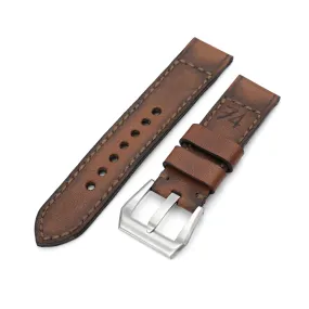 22mm Gunny X MT '74' Brown Handmade Quick Release Leather Watch Strap #73