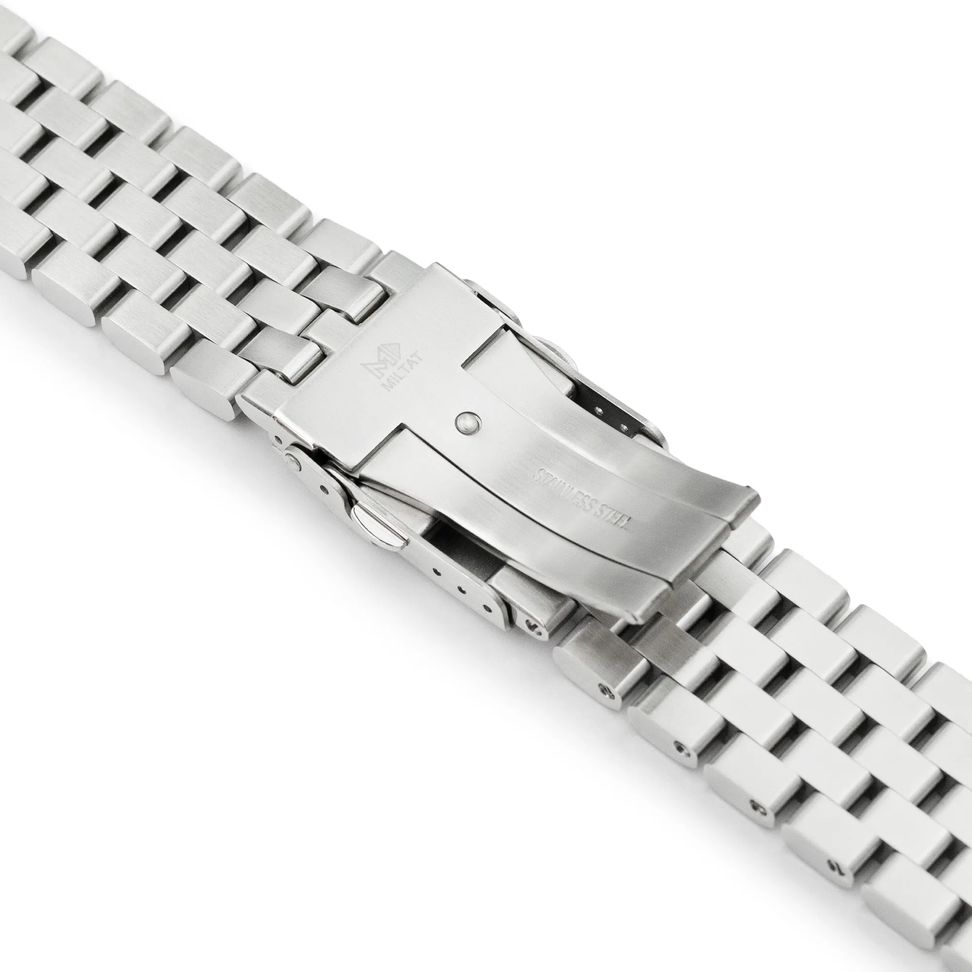 22mm SUPER Engineer II Watch Band compatible with Seiko SKX007, Brushed 316L Stainless Steel Curved End