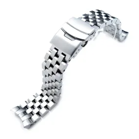 22mm SUPER Engineer II Watch Band compatible with Seiko SKX007, Brushed 316L Stainless Steel Curved End