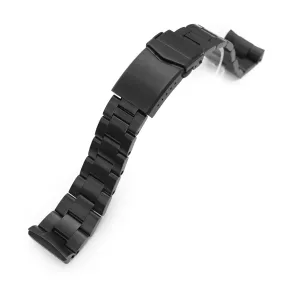 22mm Super-O Boyer Watch Band for Seiko New Turtles SRP777 SRP775 SRPA21 (PADI), Stainless Steel - Brushed (DLC) Black Coating, V Diver Clasp