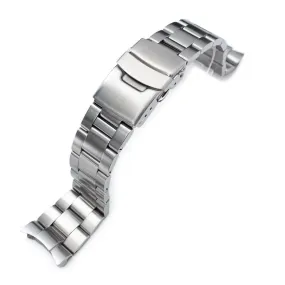 22mm Super-O Boyer Watch Band for Seiko SKX007 SKX009 SKX011, Stainless Steel - Brushed, 18mm Diver Clasp