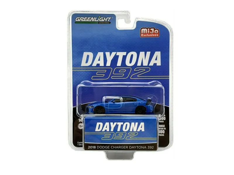 24 COUNT CASE 2018 Dodge Charger Daytona 392 - Blue Metallic w/ Black Top Limited to 3300 pcs (MiJo Exclusive) Diecast 1:64 Model Car - Greenlight 51424