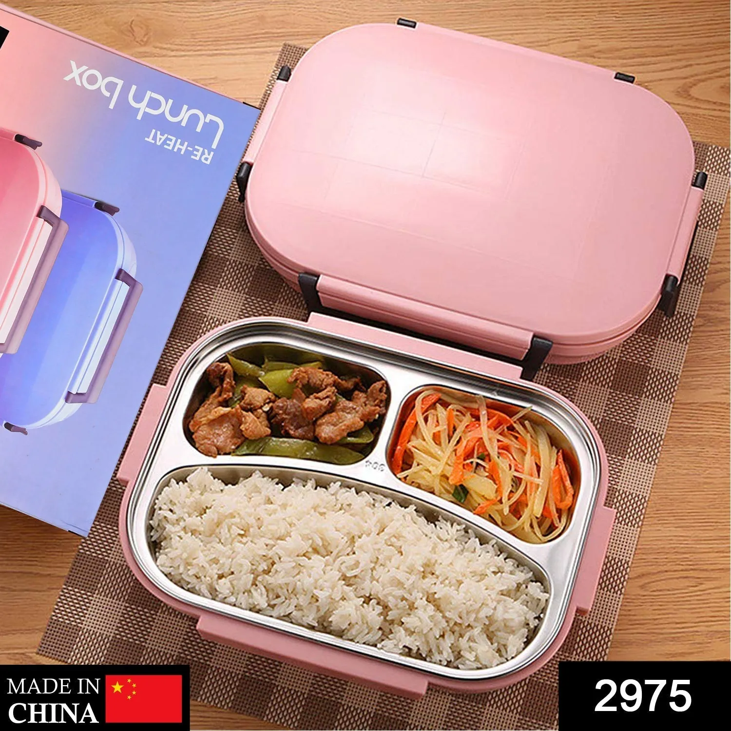 2975 Lunch Box for Kids and adults, Stainless Steel Lunch Box with 3 Compartments.