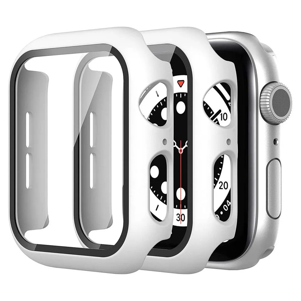 2Pcs Apple Watch (41mm) cover with tempered glass - White