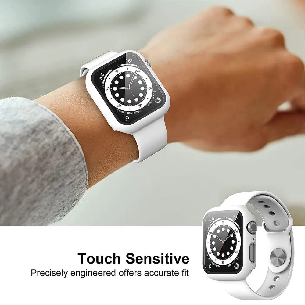 2Pcs Apple Watch (41mm) cover with tempered glass - White