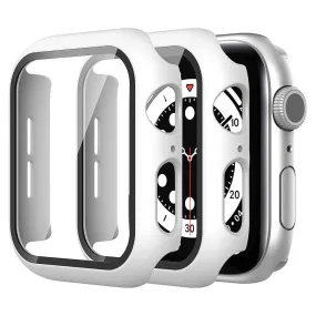 2Pcs Apple Watch (41mm) cover with tempered glass - White