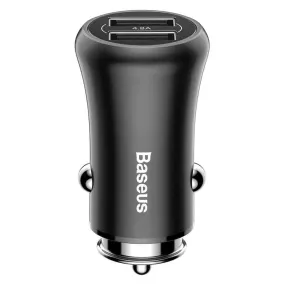 2XUSB GENTLEMAN CAR CHARGER- BASEUS - BLACK (Open Box)