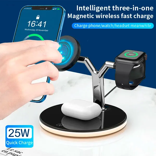 3 in 1 Magnetic Wireless Charger 25W Qi Fast Charging Station