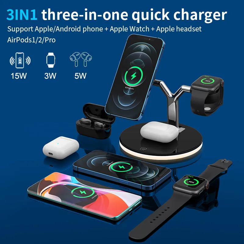 3 in 1 Magnetic Wireless Charger 25W Qi Fast Charging Station