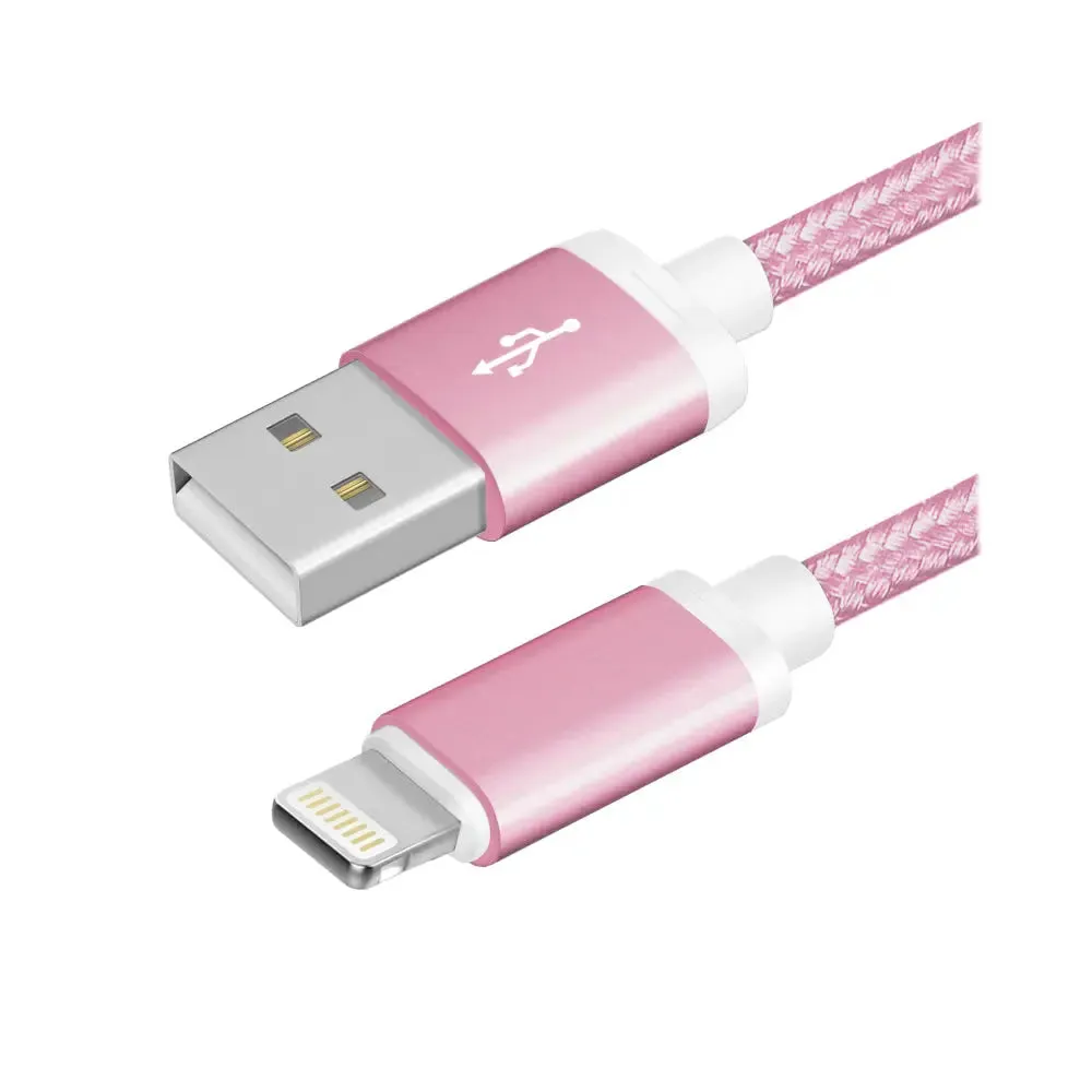 3ft Braided Lightning to USB A iPhone 5 6 7 8 plus X Fast Charge & Data Cable