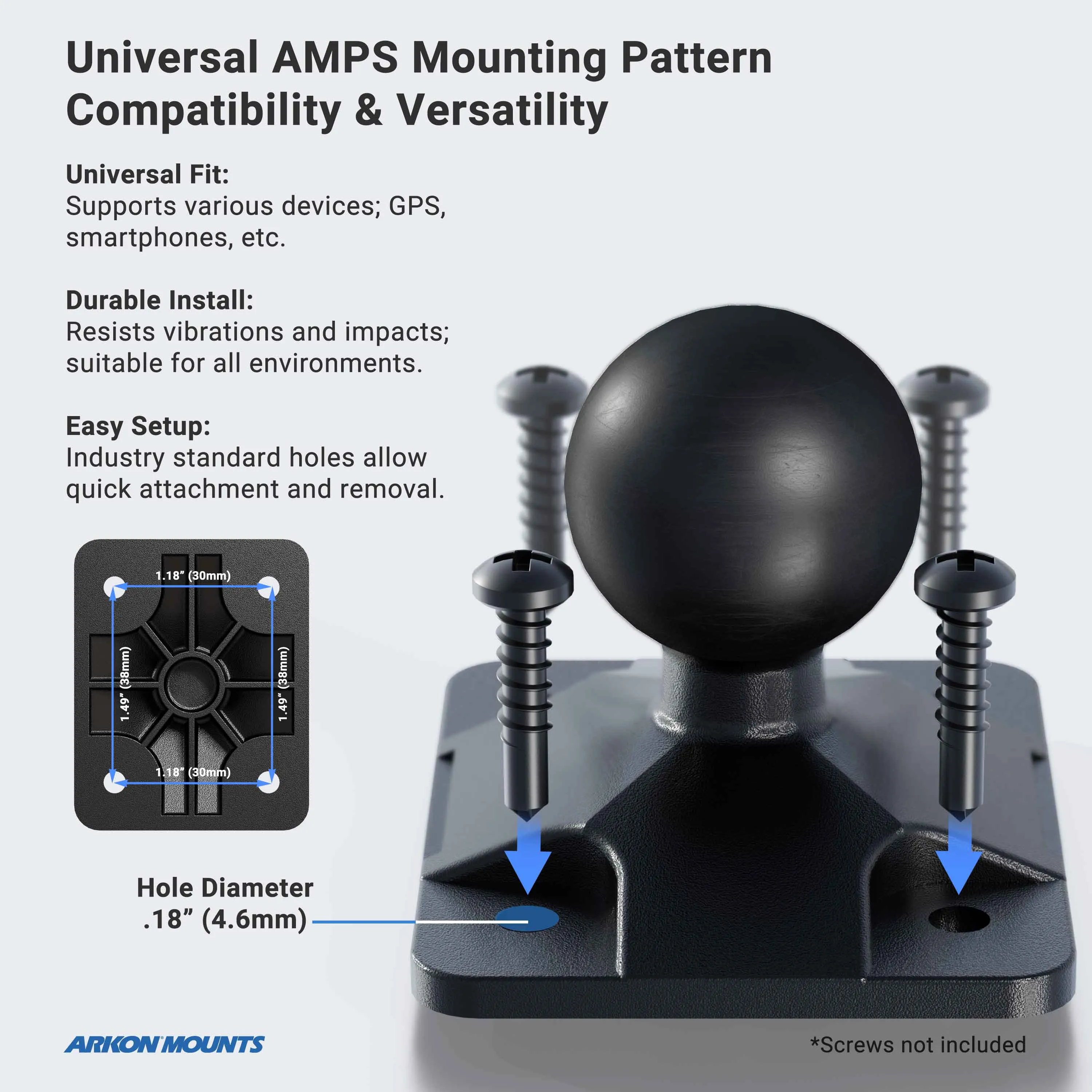 4-Hole AMPS Car or Wall Mount - Dual-T Compatible