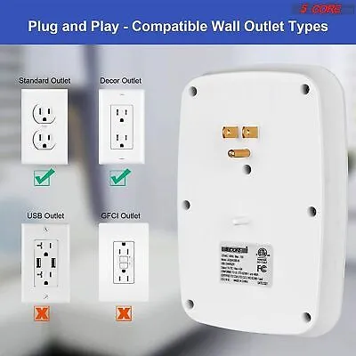 4 Pieces 6 Outlet Extender 900J Surge Protector With 4 USB Charger