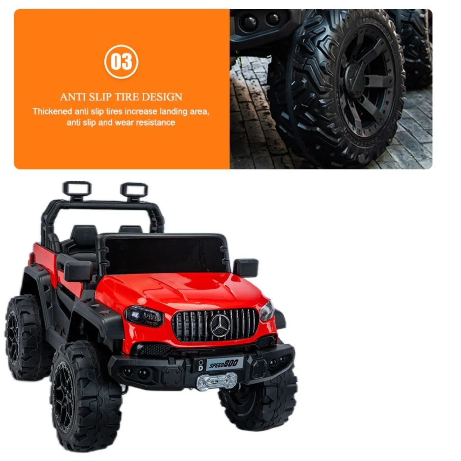 4x4 Big Wheeler Battery Operated Kids Ride on Jeep for Children of Age 2 to 9 Years, Black