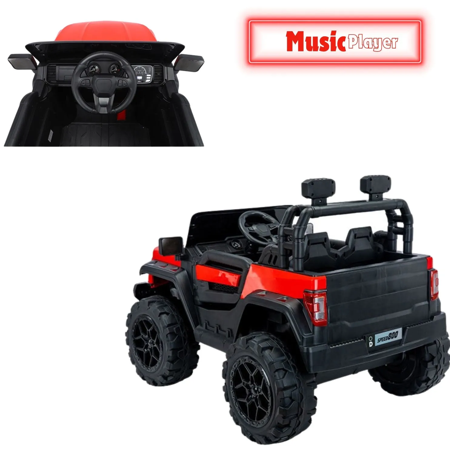 4x4 Big Wheeler Battery Operated Kids Ride on Jeep for Children of Age 2 to 9 Years, Black