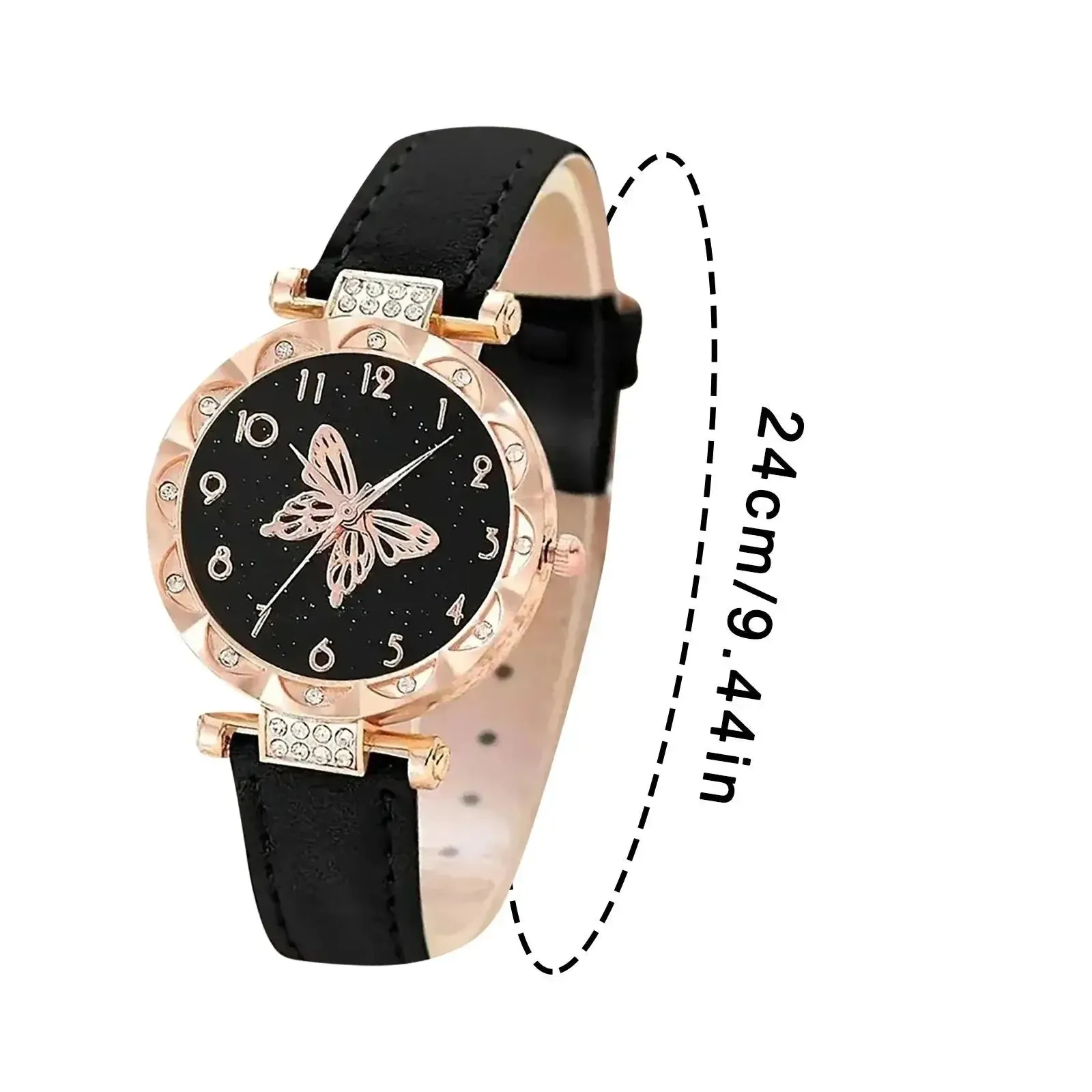 5pcs set (1*watch 1 pair of earrings 1*necklace 1*bracelet) Fashion Butterfly Ladies Belt Watch Good quality and low price reloj