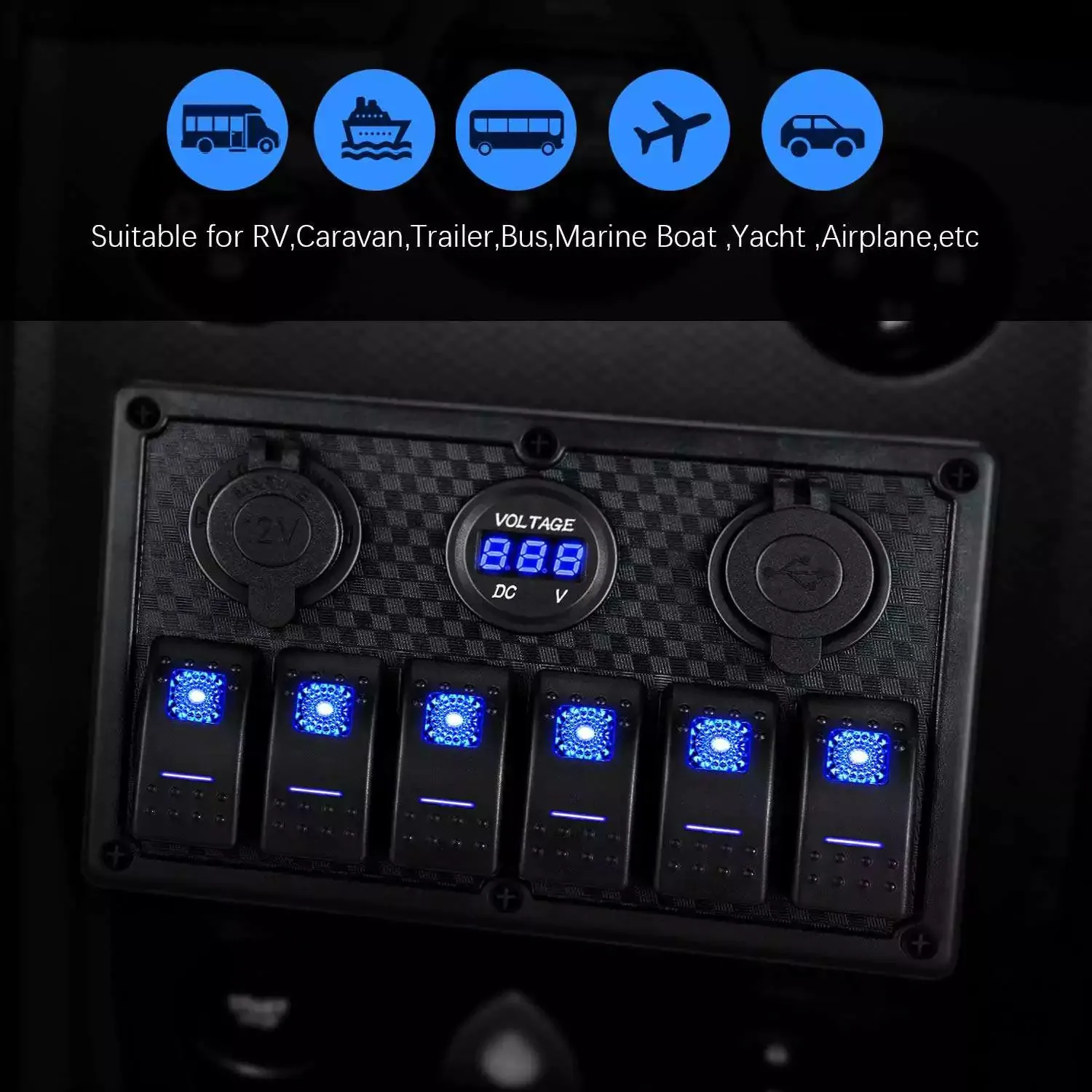 6 Gang Marine Rocker Switch Panel