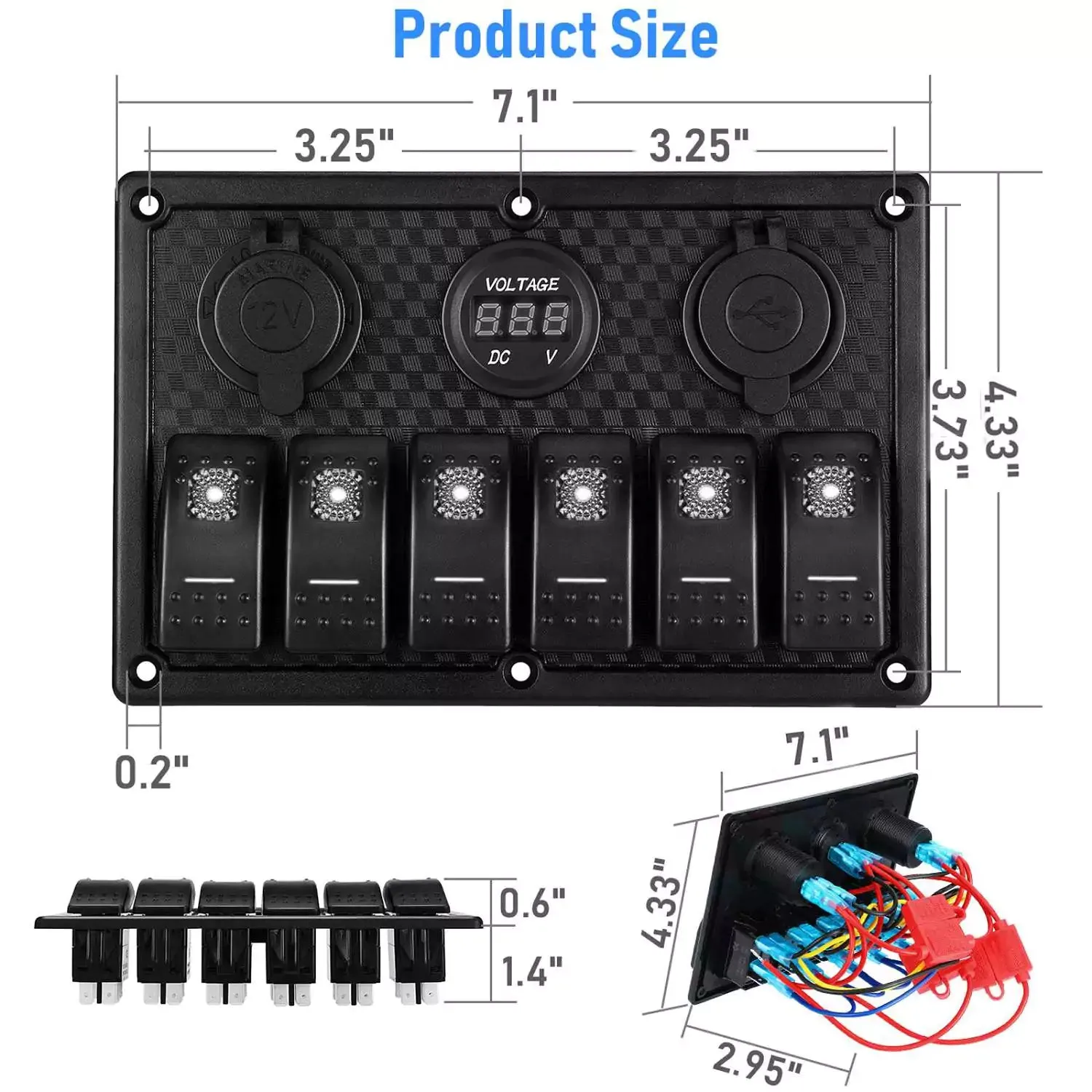 6 Gang Marine Rocker Switch Panel