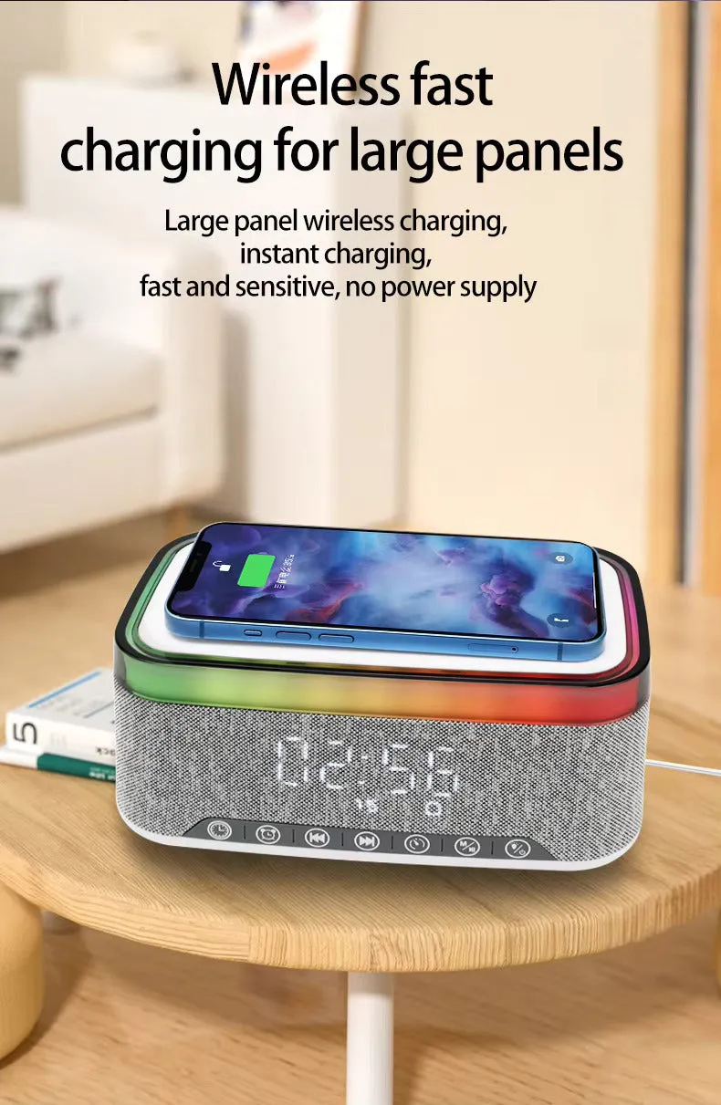 6 in 1 Alarm Clock Radio Wireless Charging Station with Bluetooth Audio & More | S01