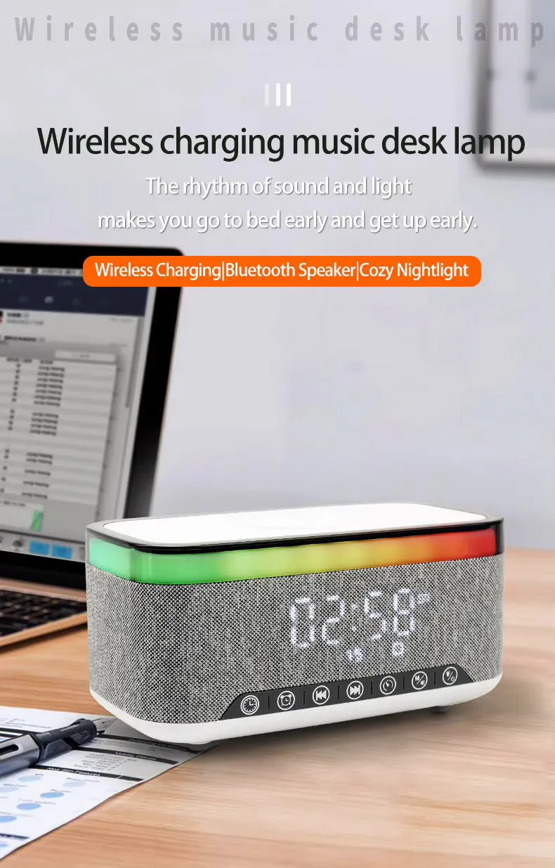 6 in 1 Alarm Clock Radio Wireless Charging Station with Bluetooth Audio & More | S01