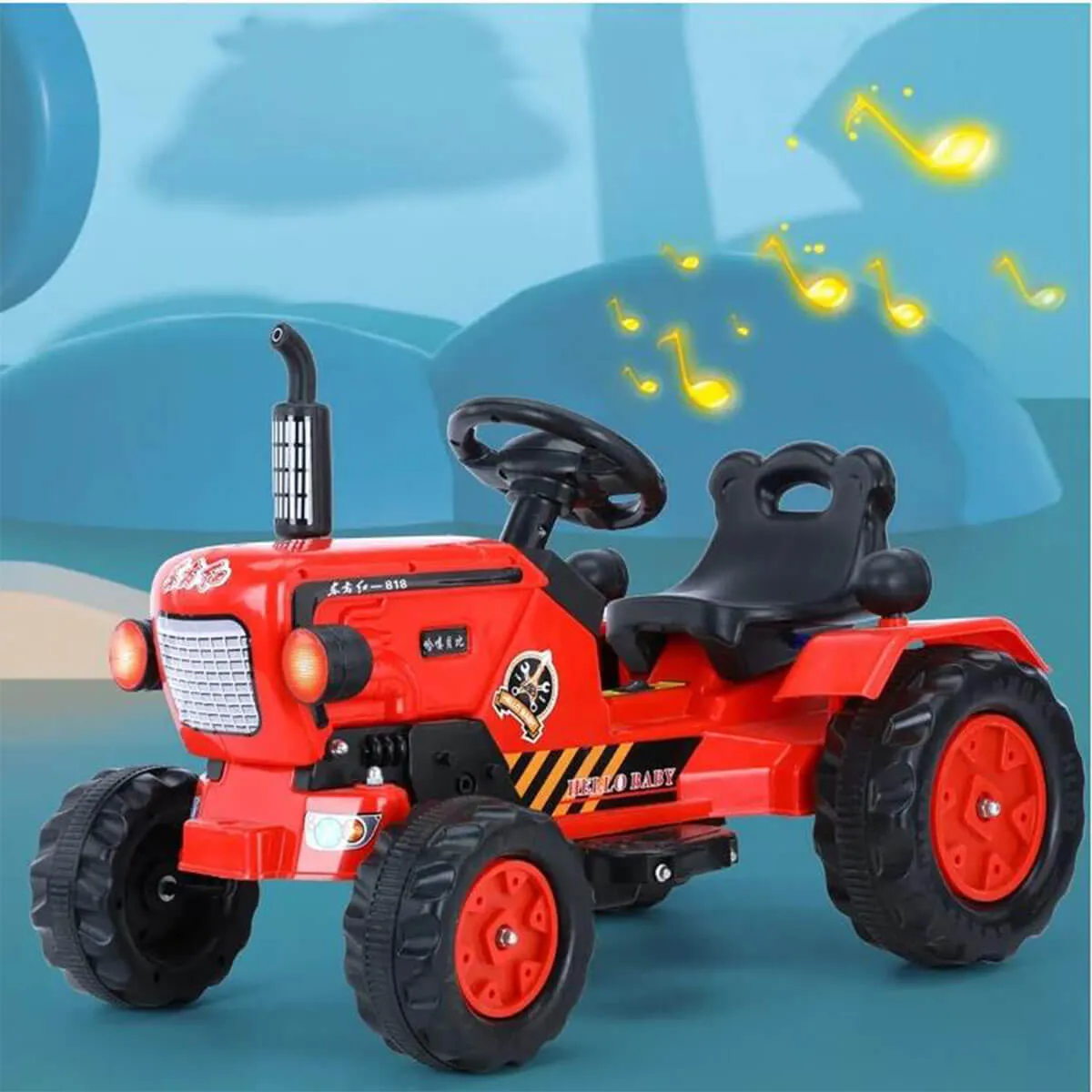 6V Kids Electric Tractor Battery Powered Tractor Ride On Car Dual Drive With Music Light For Boys & Girls