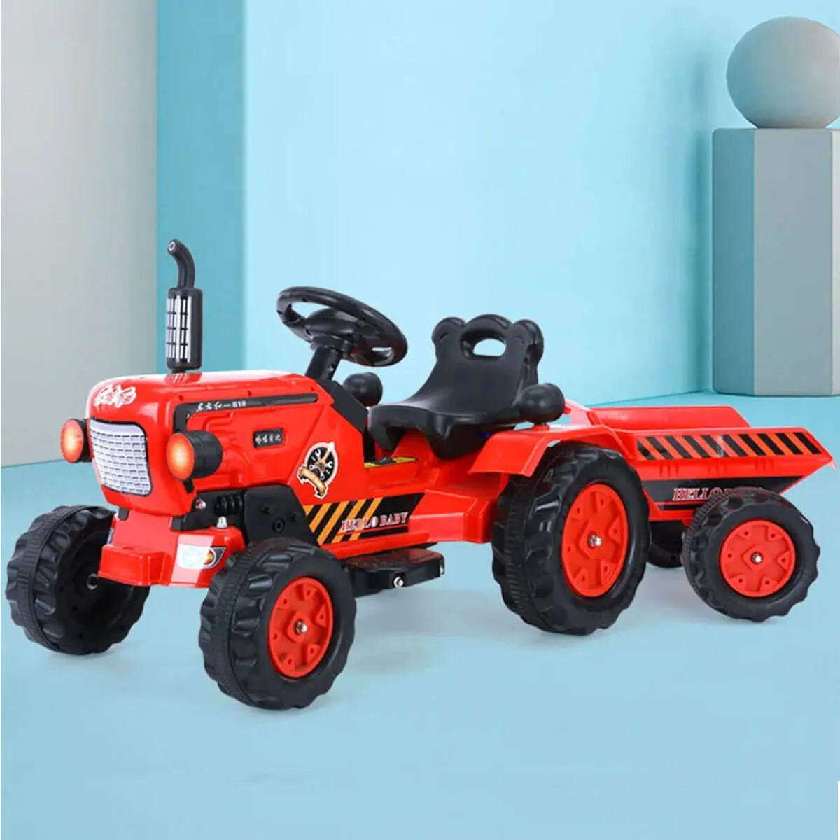 6V Kids Electric Tractor Battery Powered Tractor Ride On Car Dual Drive With Music Light For Boys & Girls