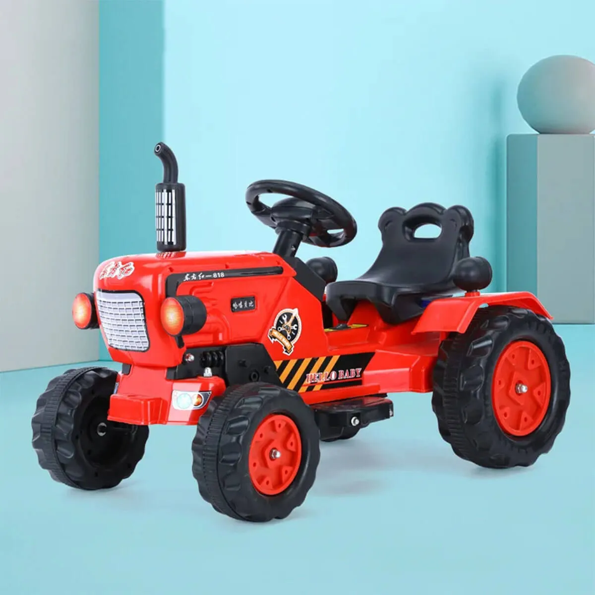 6V Kids Electric Tractor Battery Powered Tractor Ride On Car Dual Drive With Music Light For Boys & Girls