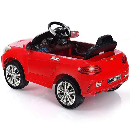 6V Kids Remote Control Battery Powered LED Lights Riding Car-Red