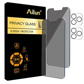 Ailun 2Pack Privacy Screen Protector for iPhone 13 Pro [6.1 inch Display]   2 Pack Camera Lens Protector, Anti Spy Private Tempered Glass Film,[9H Hardness] - HD [Black][4 Pack]