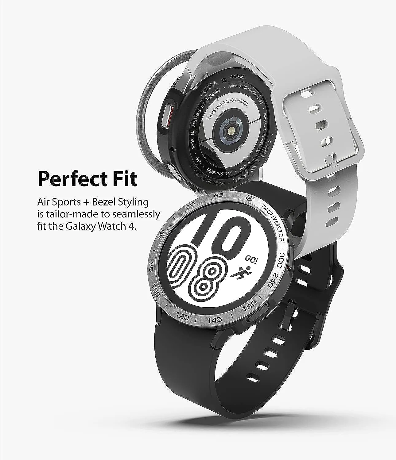 [Air Sports   Bezel Styling] Compatible with Samsung Galaxy Watch 4 44mm - Black / 10