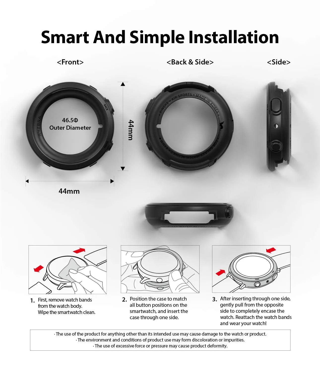 Air Sports Case Designed for Galaxy Watch Active 2 44mm - Black