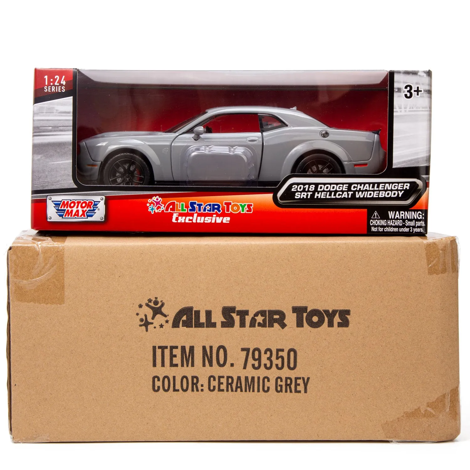 All Star Toys Exclusive 2018 Dodge Challenger SRT Hellcat Widebody Destroyer Gray 1/24 Diecast Model Car by Motormax 79350