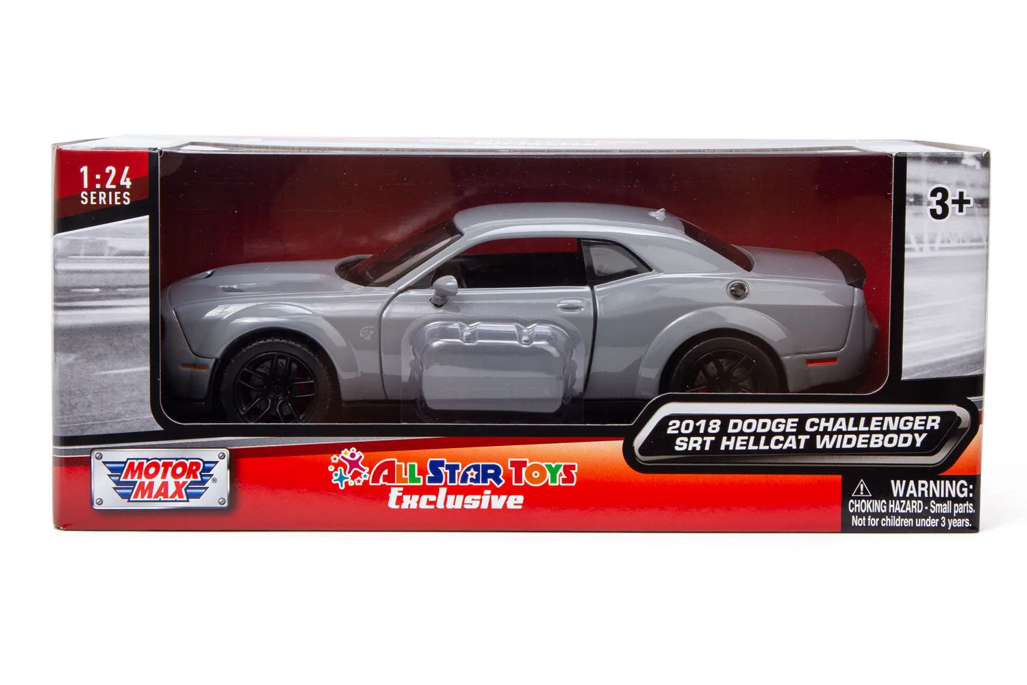 All Star Toys Exclusive 2018 Dodge Challenger SRT Hellcat Widebody Destroyer Gray 1/24 Diecast Model Car by Motormax 79350