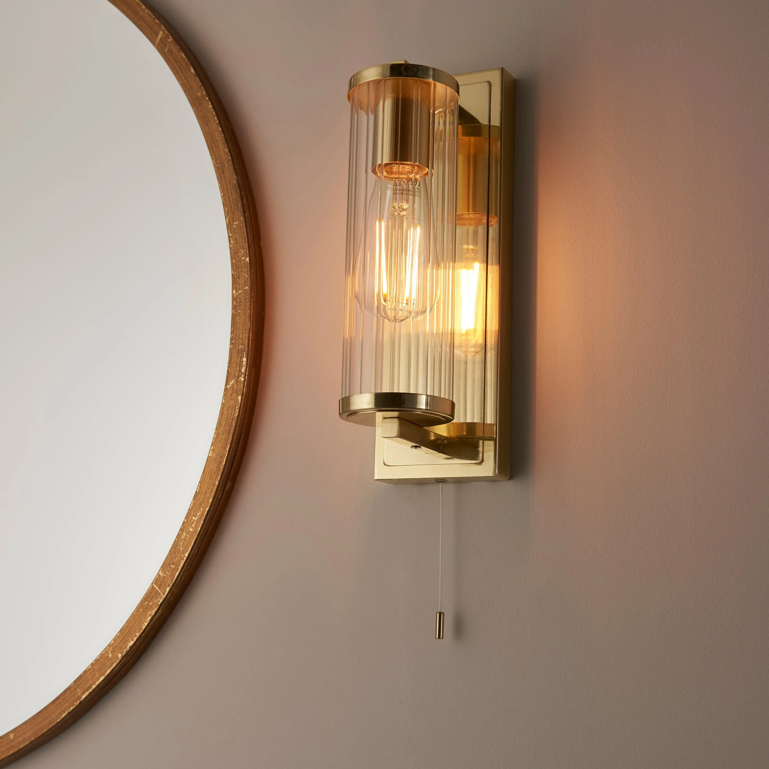 Amos Aeon Bathroom Wall Light Satin Brass