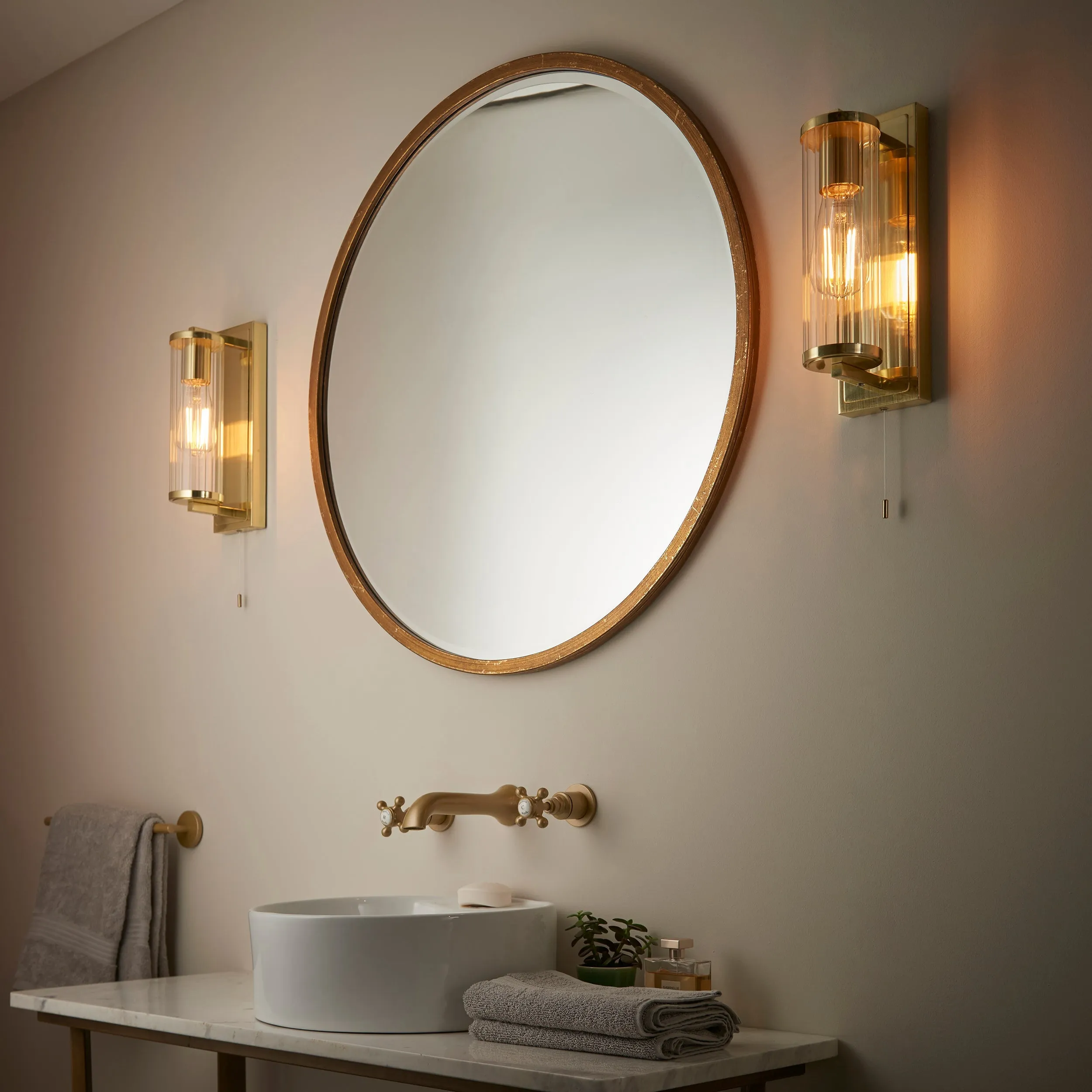 Amos Aeon Bathroom Wall Light Satin Brass