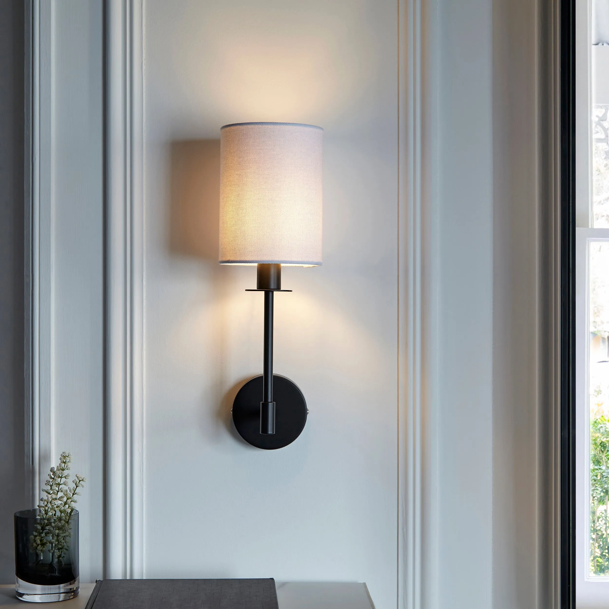 Amos Minerva Wall Light Matt Black with Shade