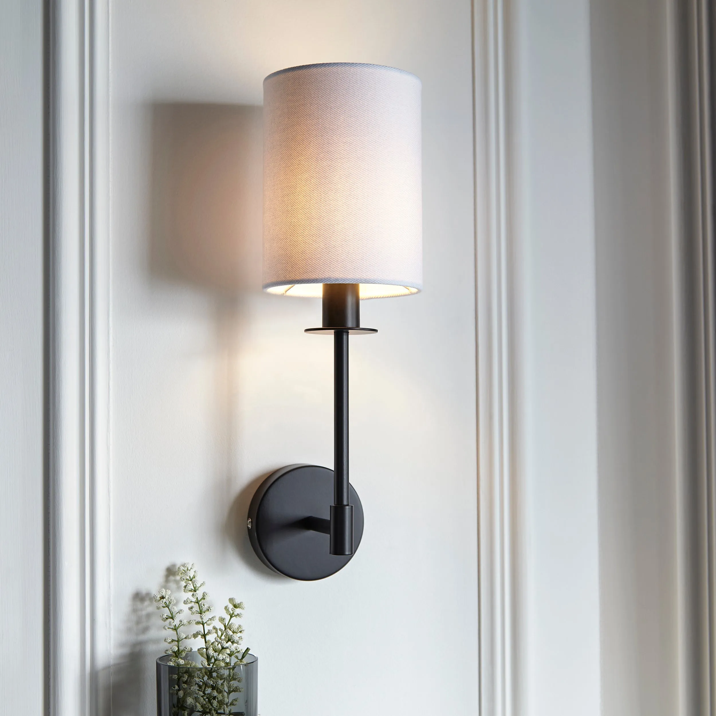 Amos Minerva Wall Light Matt Black with Shade