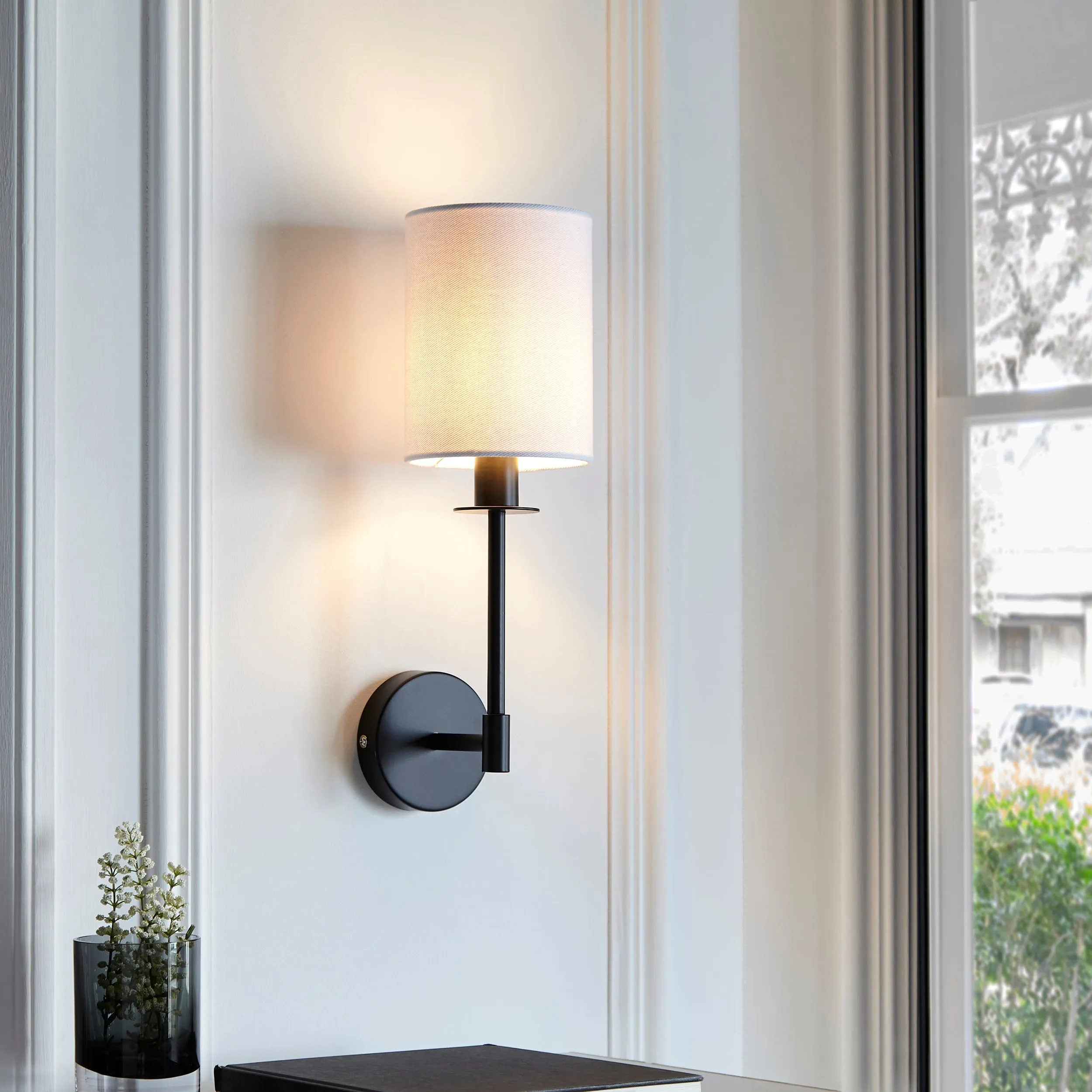 Amos Minerva Wall Light Matt Black with Shade