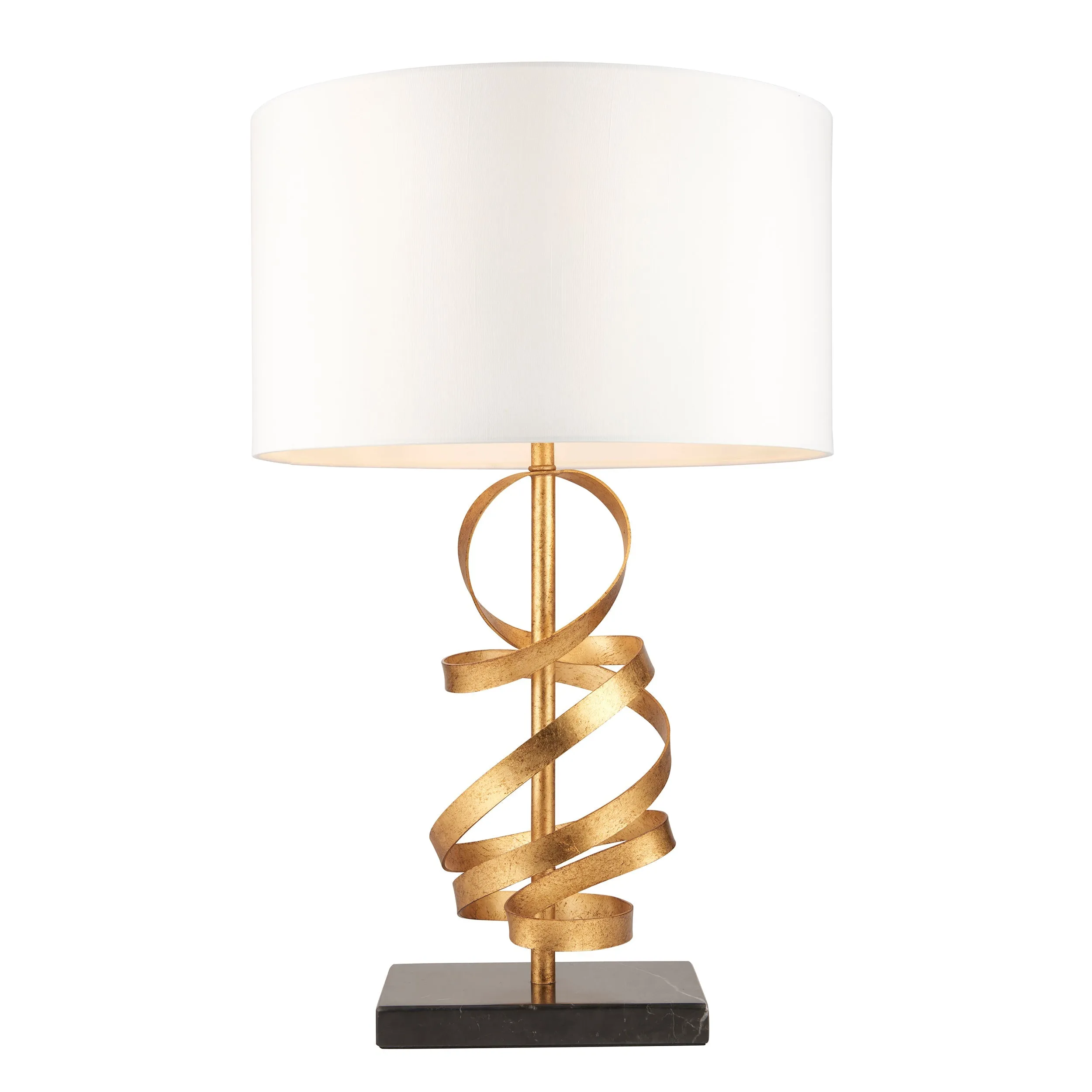 Amos Sennan Table Lamp Gold Leaf & Ivory Cotton