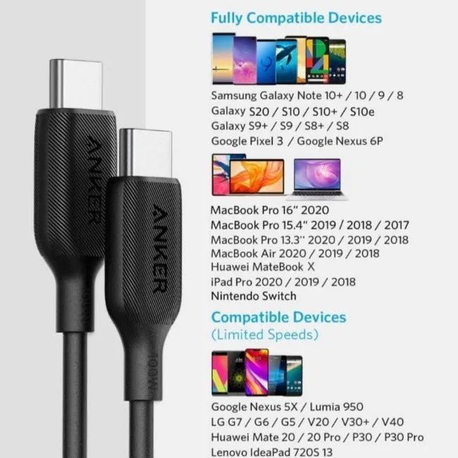 ANKER PowerLine III USB-C to USB-C 2.0 100W Cable (6ft)