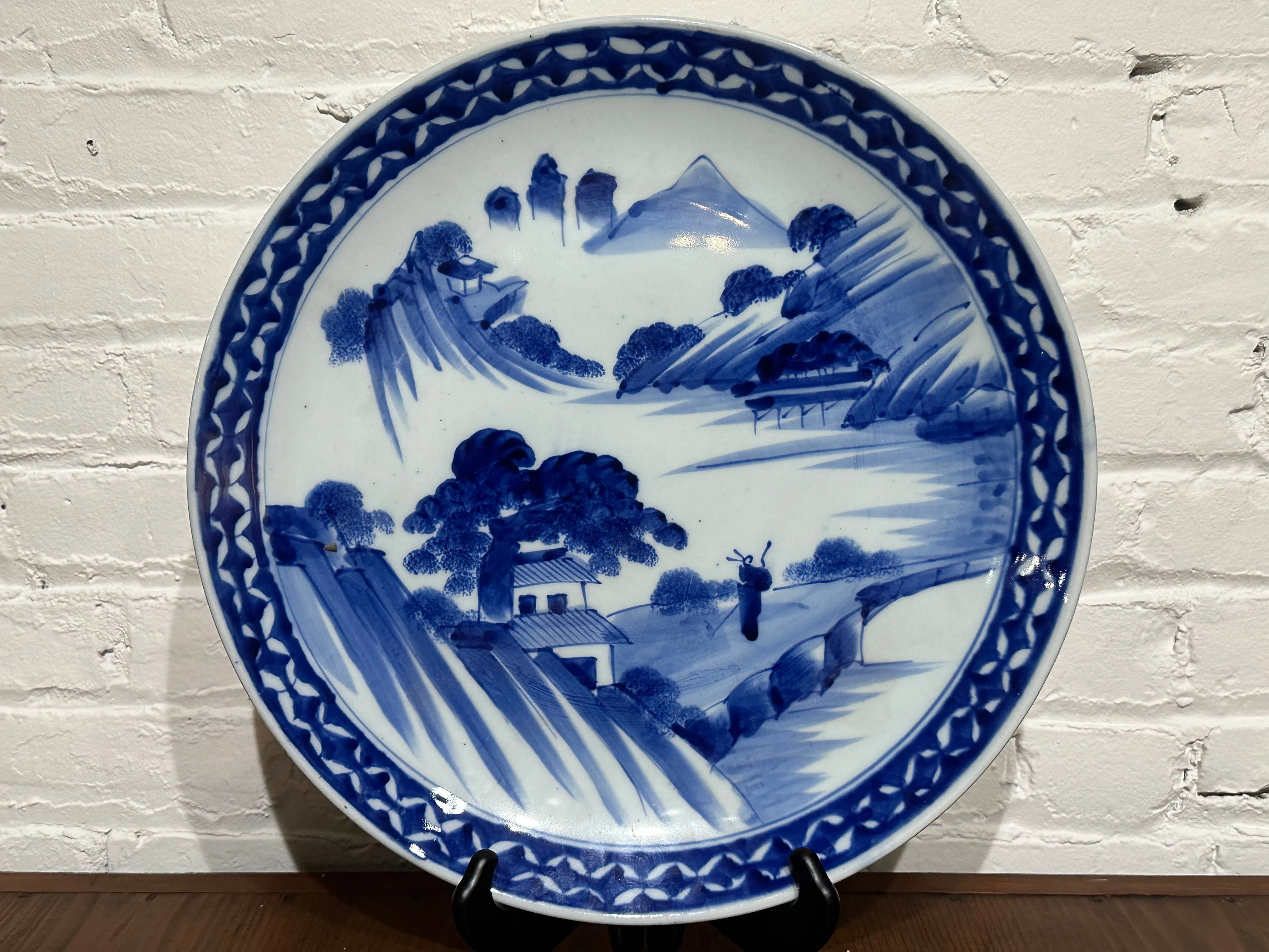 Antique Japanese Meiji Era Ceramic Imari Blue & White Charger 15.5" Plate