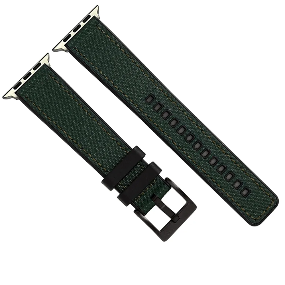 Apple Band - Leather & Rubber - Green