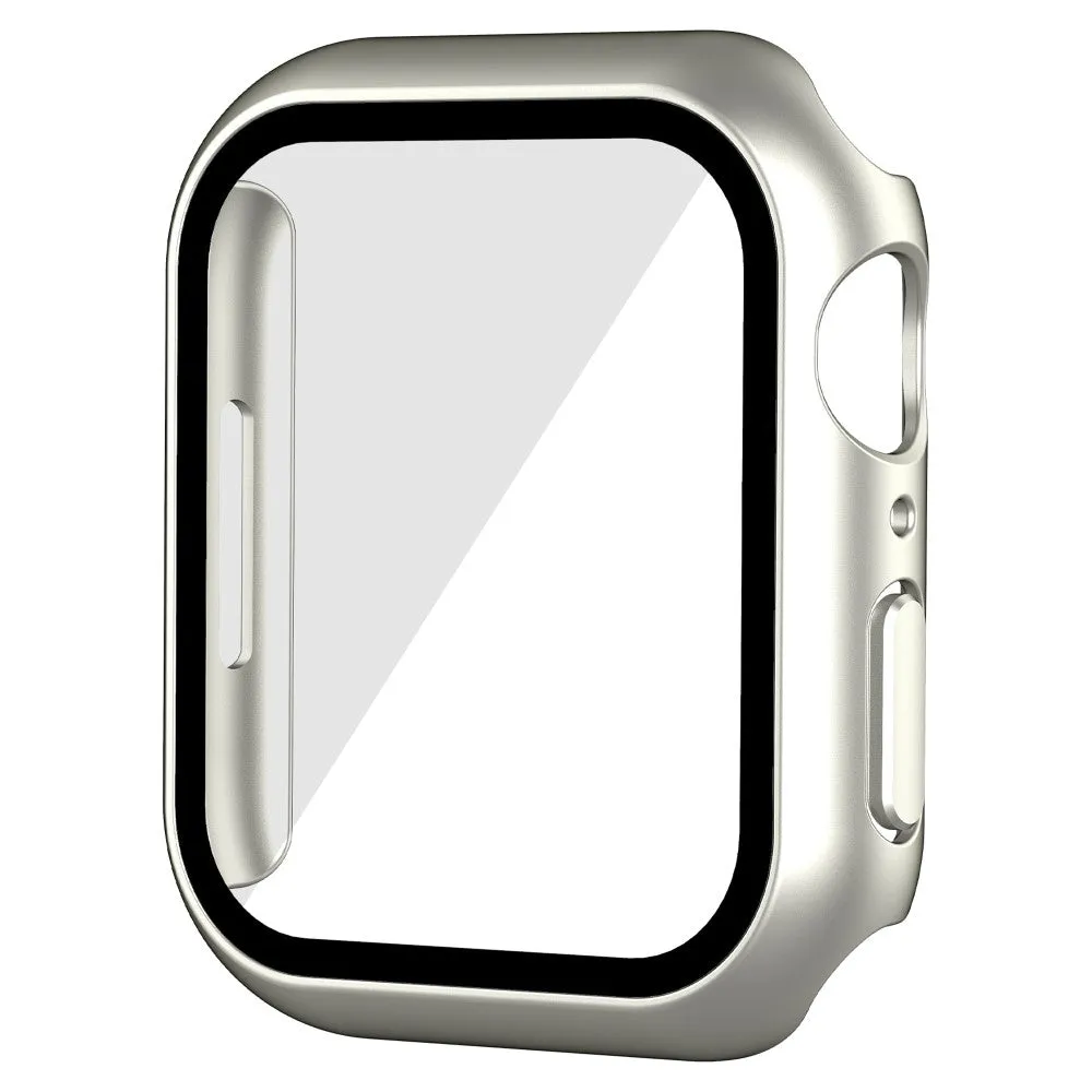 Apple Watch (41mm) rubberized hard cover with tempered glass screen protector - Silver