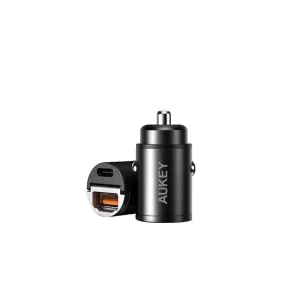 AUKEY Dual-Port Car Charger -  30W / USB-A / USB-C - Black