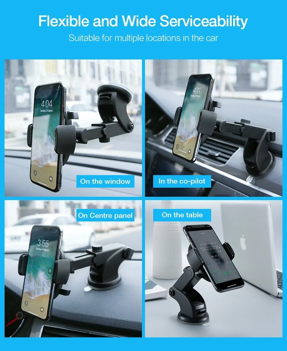 Automatically Locking Windshield Phone Mount, Universal Fit