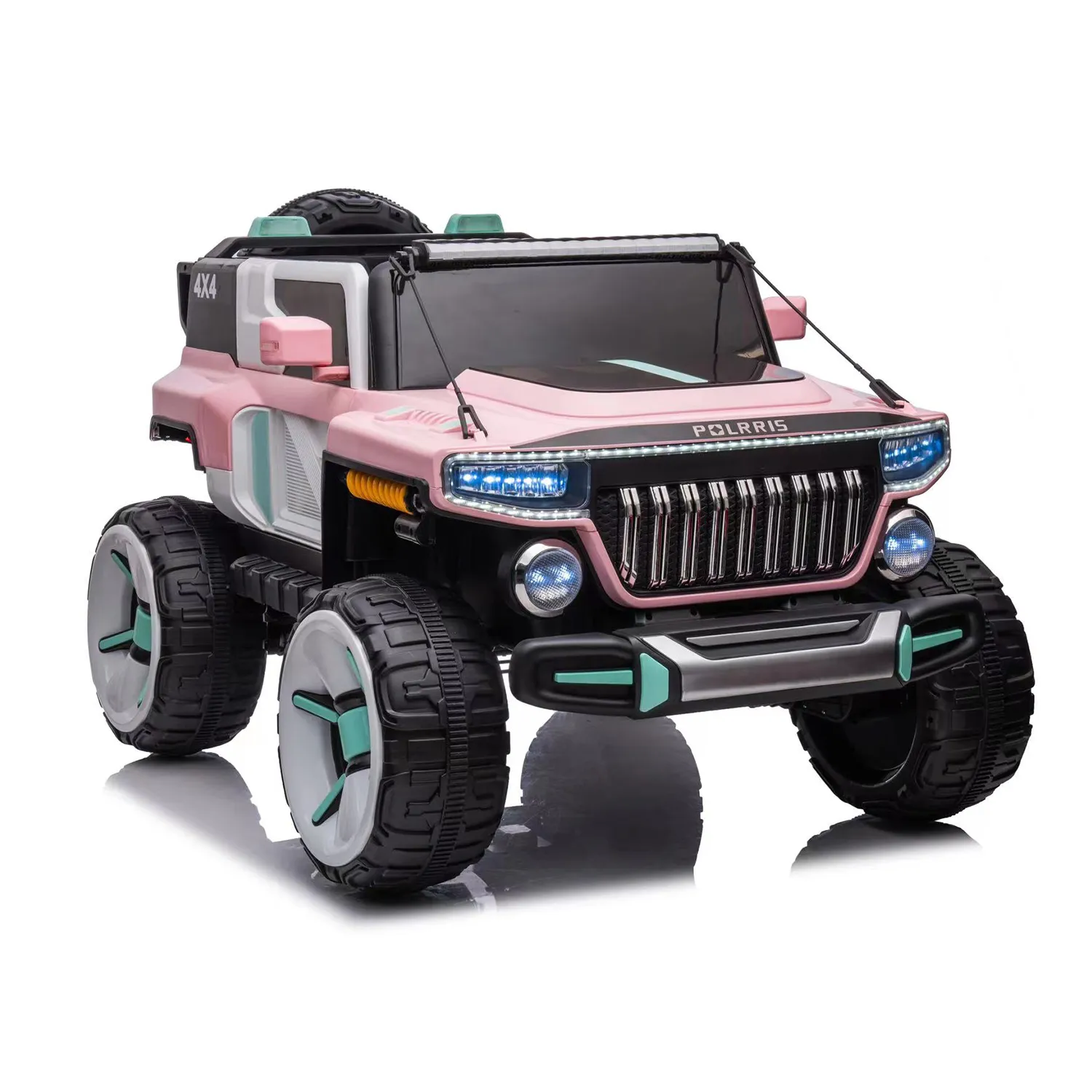 Baby Moo Electric Ride-on Jeep for Kids With Rechargeable 12V Battery, LED Lights, Music and USB Port Remote Control Double Seat - Pink