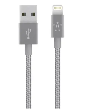 Belkin 1.2M Braided Metallic USB A to Lightning Cable Grey - F8J144bt04