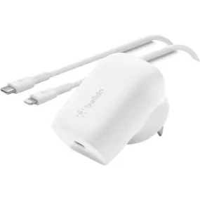 Belkin 30 W AC Adapter Universal Adapter USB Type-C For iPhone, iPad, USB Type C Device White WCA005AU1MWH-B5