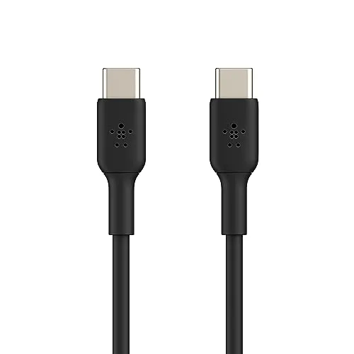 Belkin USB-C to USB-C Cable (1M/3.3ft), USB-C Fast Charging Cable for iPhone 15, iPhone 15 Pro, iPhone 15 Pro Max, iPhone 15 Plus, Galaxy S23, S22, Note, Pixel, iPad Pro, USB Type-C Cable - Black